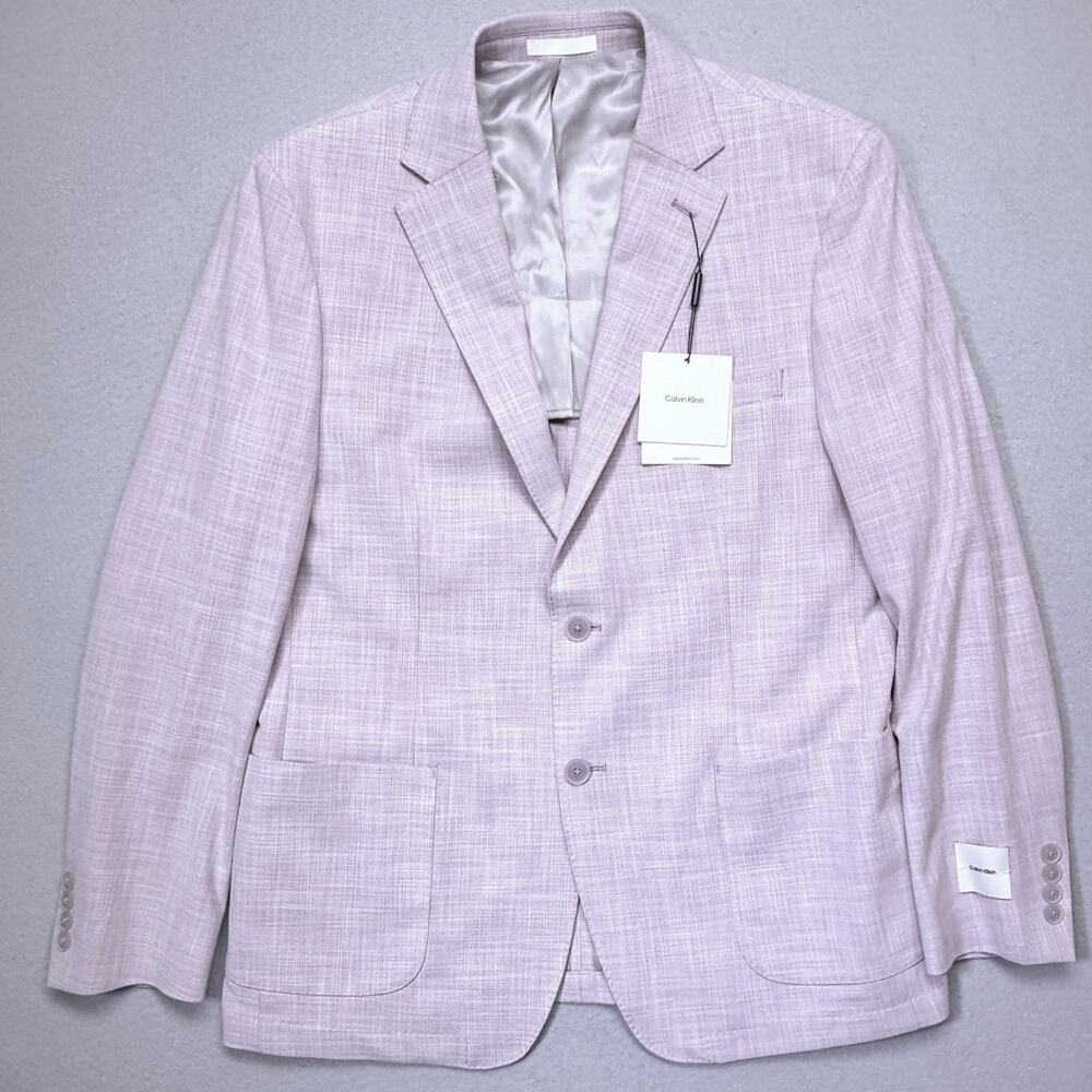 Calvin Klein Men's Solid Slim-Fit Soft Sport Coat Light pink 44R $295